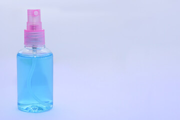Alcohol bottles for sanitizing on white background. The concept of protect, resistance, fight.