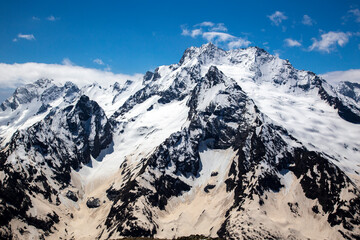 Snowy peaks in Caucasus mountains