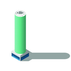 Abstract Isometric 3D Skyscraper Building City Town Vector Design Style Urban Architecture