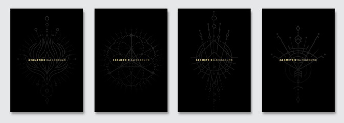 Vector abstract mandala background, dark subtle creative patterns, geometric gradient texture. Deluxe Minimal pattern design. Modern Cover templates set.