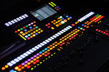 Mixing desk in the recording studio