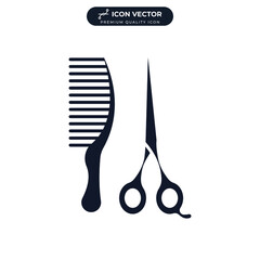 comb and scissors icon symbol template for graphic and web design collection logo vector illustration