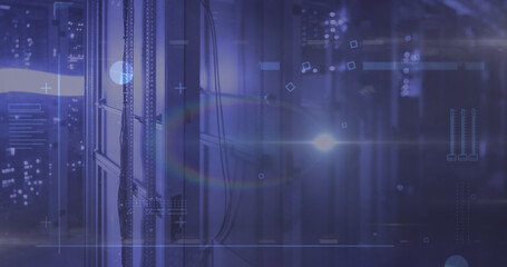 Image of dots and lights over servers