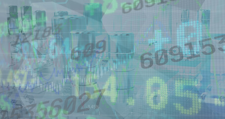 Image of stock market over financial data processing