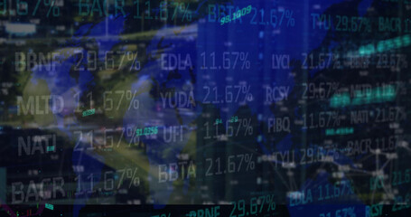 Image of financial data and graphs over cityscape
