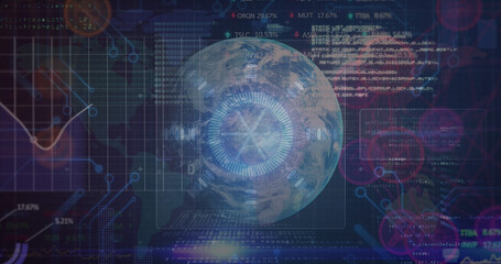 Image of diverse data processing over globe