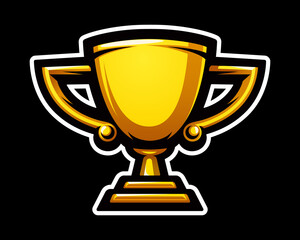 Champions golden cup icon. Symbol of victory. Reward, prize. Sports trophy logo, emblem, badge.