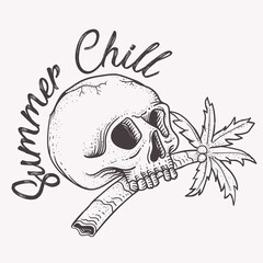 summer chill with skull and palm icon
