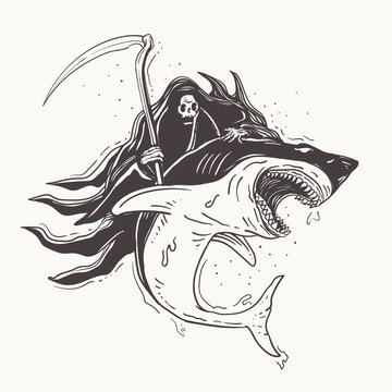 recommend clip art: death reaper with a shark
                    