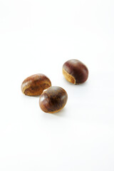 Closeup of chestnut on white background