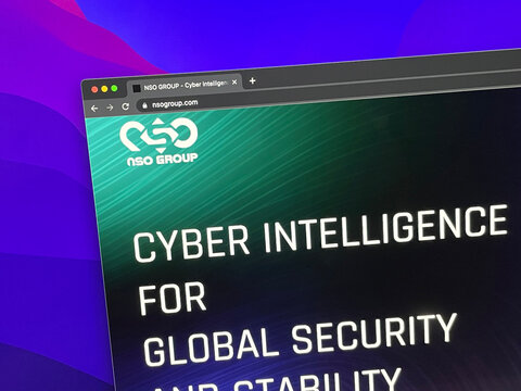 Herzliya, Israel - June 3, 2022: Website of NSO Group Technologies, a Israeli technology firm known for its proprietary spyware Pegasus.