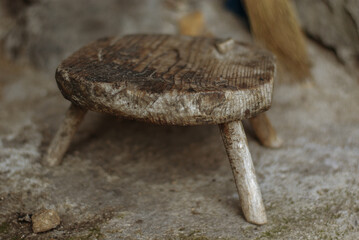 antique wooden stool chair