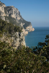 Italian marine landscape.
Detail of a characteristic portion of the Italian coast, with the mountains overlooking the sea.