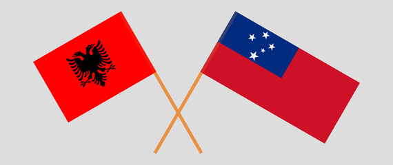 Crossed flags of Albania and Samoa. Official colors. Correct proportion