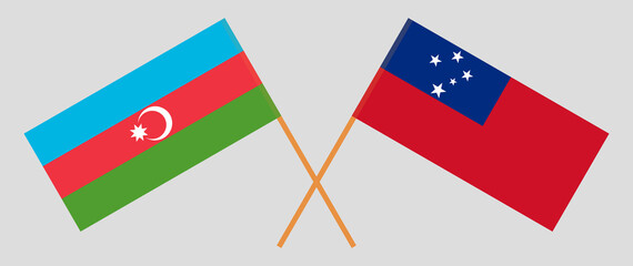 Crossed flags of Azerbaijan and Samoa. Official colors. Correct proportion