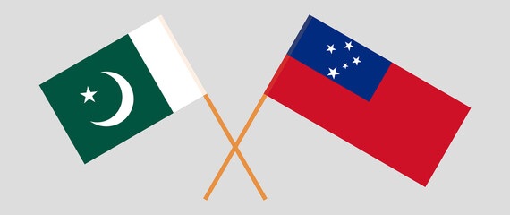 Crossed flags of Pakistan and Samoa. Official colors. Correct proportion