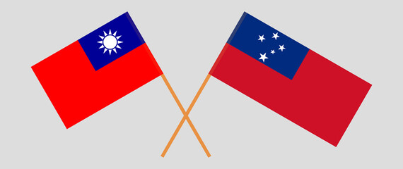 Crossed flags of Taiwan and Samoa. Official colors. Correct proportion