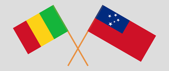 Crossed flags of Mali and Samoa. Official colors. Correct proportion