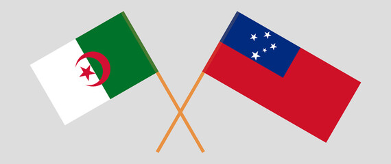 Crossed flags of Algeria and Samoa. Official colors. Correct proportion