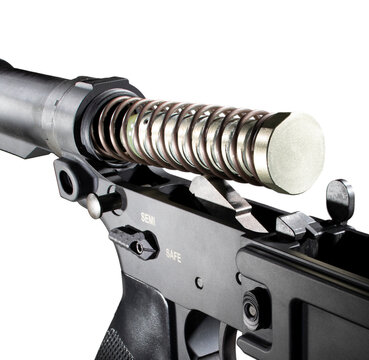 Buffer weight and spring being removed from an AR-15