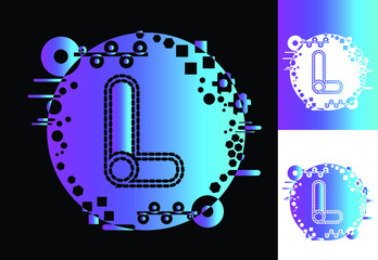 L technology logo, icon, t shirt, sticker design template