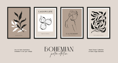 Bohemian minimalistic art print posters for your wall art collection and interior design decoration 
