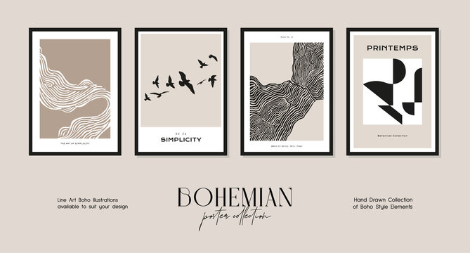 Bohemian minimalistic art print posters for your wall art collection and interior design decoration 