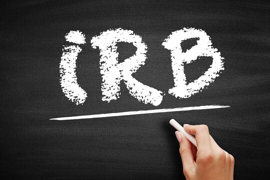 IRB Industrial Revenue Bond - municipal debt securities issued by a government agency on behalf of a private sector company, acronym text on blackboard