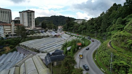 Fototapeta na wymiar General Landscape View of the Brinchang District Within the Cameron Highlands Area of Malaysia