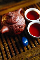 handmade teapot with the image of a dragon
