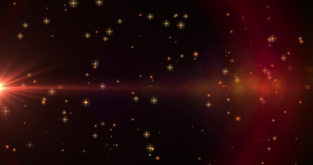 Fototapeta na wymiar Image of multiple stars and light spots on black background