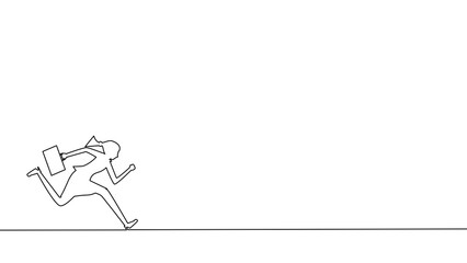 Draw a continuous line of business woman running forward. Business Concept Vector illustrtion