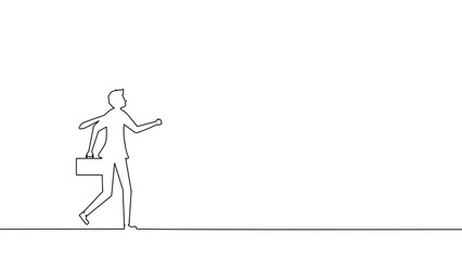 Draw a continuous line of business people moving forward. Business Concept Vector illustration eps