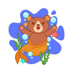 Obraz premium Cute Mermaid bear