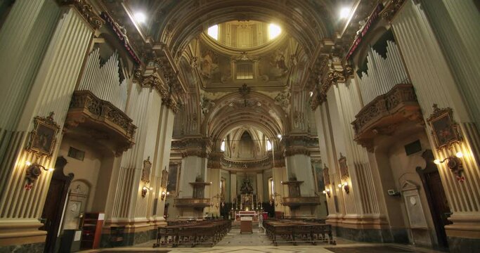 Interior view of a big beautiful church in Italy. This is the Basilica of Desio, where Pope Pio XI was born - 03
