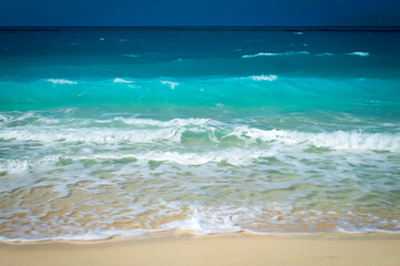 waves on the beach oil paint effect