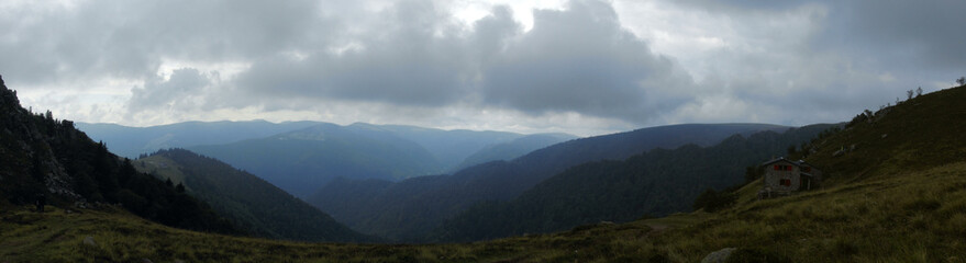 Le Honeck, France - August 2020 : Hiking to the Honeck mountain (1363 m) in the Vosges Mountains