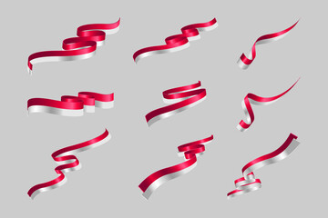 indonesia flag ribbon collection set independence design element