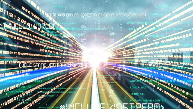 Software development, application programming code and tacit computer coding . Concept of smart digital transformation and technology disruption that changes global trends in new information era .