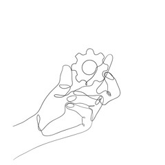 continuous line drawing gear cog wheel illustration vector