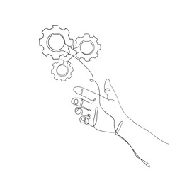 continuous line drawing gear cog wheel illustration vector