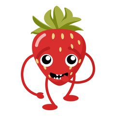 simple vector illustration cartoon strawberry with face