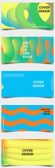 Neon Creative covers or horizontal posters for corporate identity, branding, social media advertising, promo. Modern layout design template with dynamic neon fluid gradient lines
