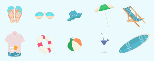 set of illustration elements for summer day, element for your design