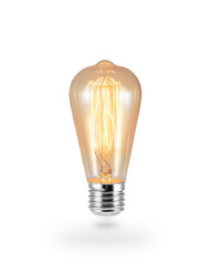 Retro, light bulb glowing, isolated product photo 