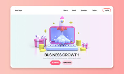 Business growth concept illustration Landing page template for business idea concept background
