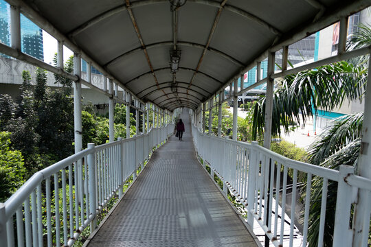 Pedestrian Bridge connecting Semanggi Bus Stop and Bendungan Hilir Bus Stop, taken on June 1, 2022 in Jakarta, Indonesia