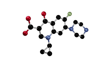 Image of molecules rotating on white background