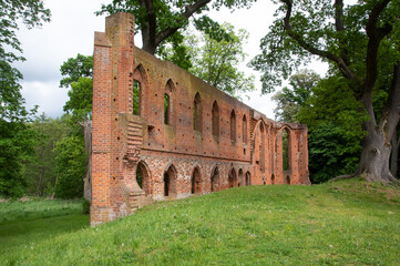 Ruins of the church of the Cistercian monastery of Boitzenburg in the Uckermark. The monastery was founded around 1270 and built in the North German Brick Gothic style