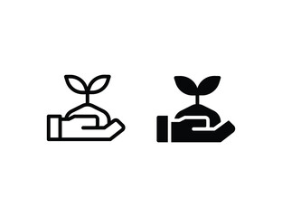 reforestation icon. outline icon and solid icon